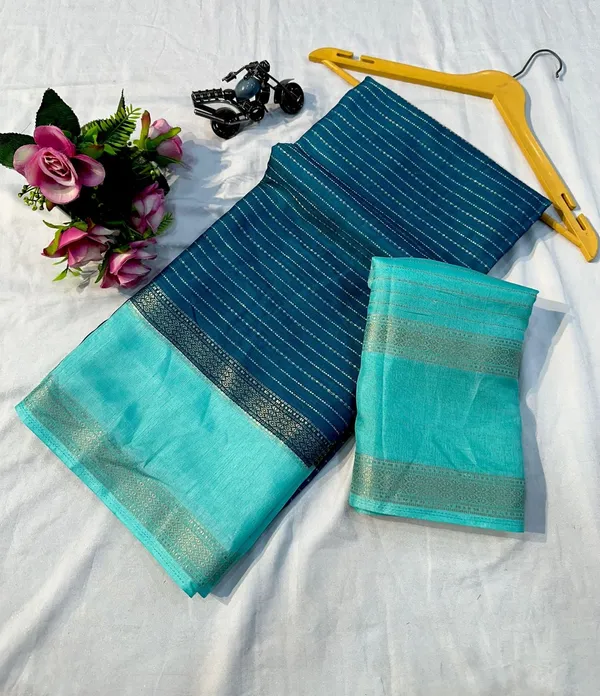 Teal_Woven_Manipuri_Jacquard,_Silk_Blend_Saree