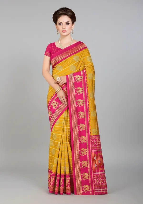 Mustard_Printed_Bollywood_Georgette_Saree
