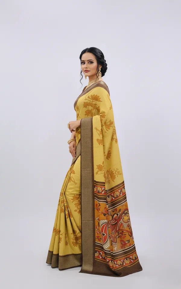 Yellow_Woven,_Printed_Daily_Wear_Silk_Blend,_Art_Silk_Saree