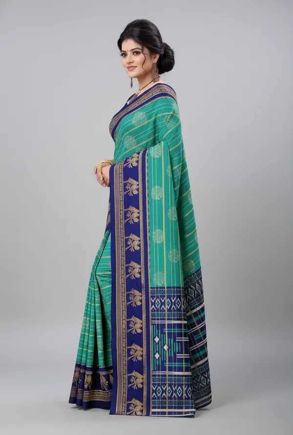 Teal_Printed_Bollywood_Georgette_Saree