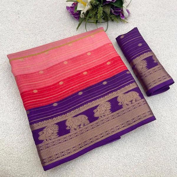 Purple_And_Pink_Woven,_Printed_Daily_Wear_Silk_Blend,_Art_Silk_Saree