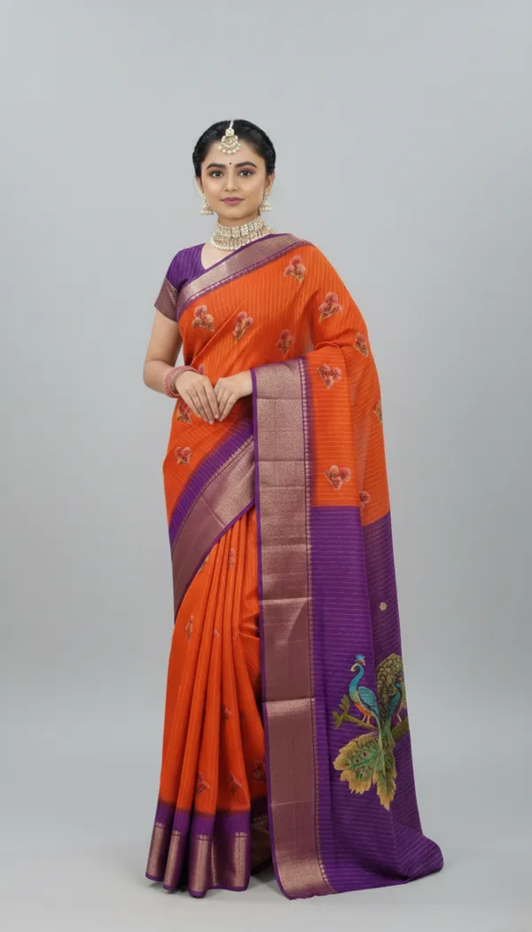 Orange_Woven_Mysore_Silk_Blend,_Art_Silk_Saree