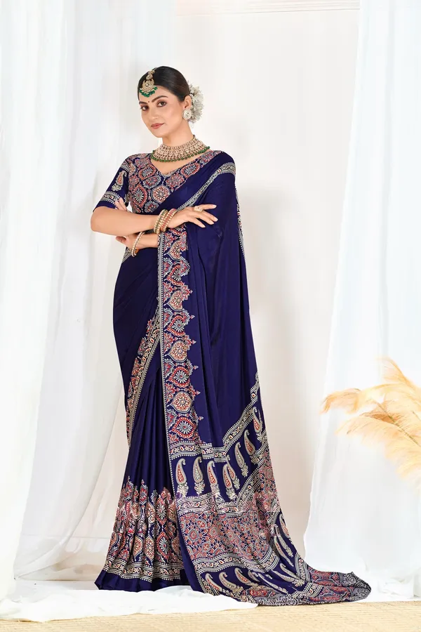 Navy_Blue_Woven_Bollywood_Satin_Saree