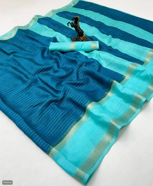 Teal_Woven_Manipuri_Jacquard,_Silk_Blend_Saree