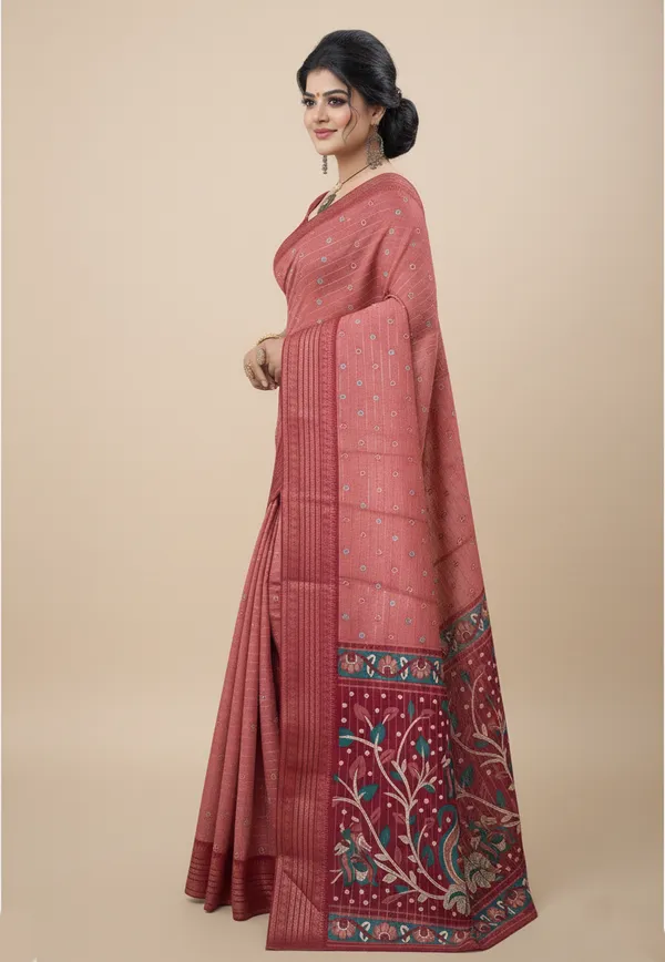 Maroon_Woven,_Printed_Bandhani_Jacquard,_Silk_Blend_Saree