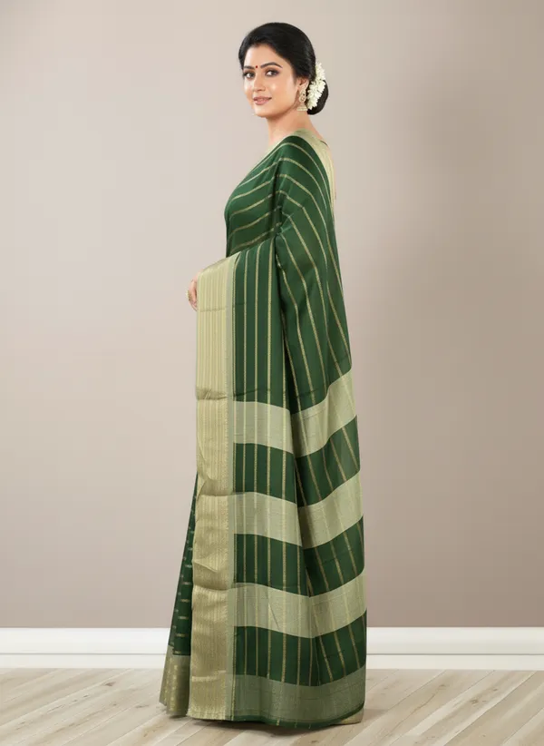 Green_Woven_Manipuri_Jacquard,_Silk_Blend_Saree