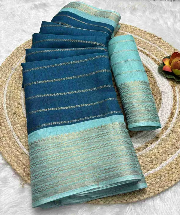 Teal_Woven_Manipuri_Jacquard,_Silk_Blend_Saree