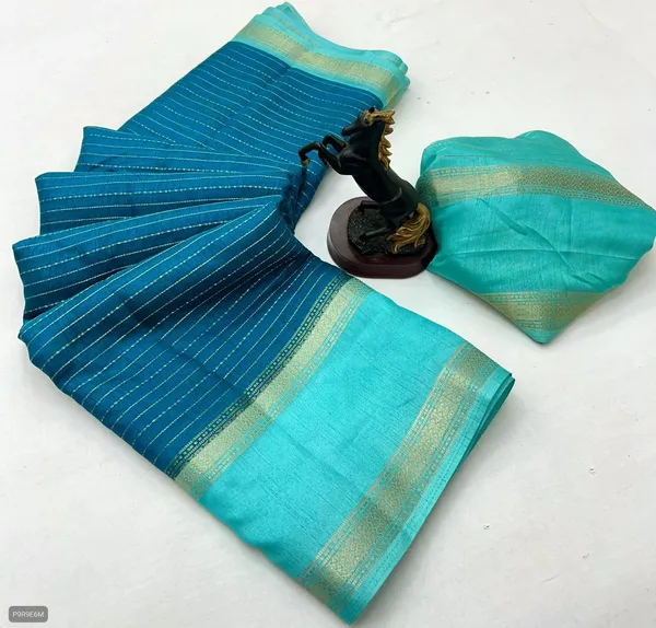 Teal_Woven_Manipuri_Jacquard,_Silk_Blend_Saree