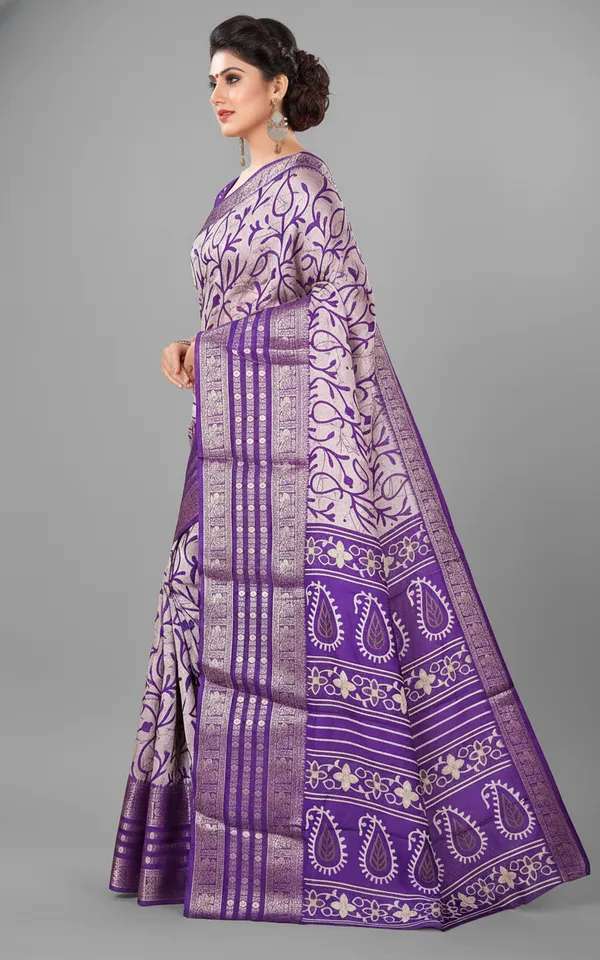 Purple_Printed_Bollywood_Jacquard,_Silk_Blend_Saree