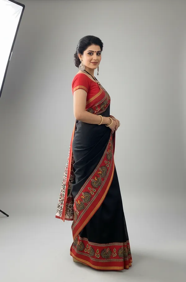 Black_Printed_Kalamkari_Cotton_Silk_Saree