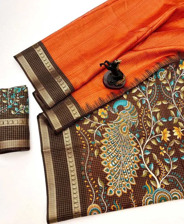Orange_And_Brown_Woven_Mysore_Silk_Blend,_Jacquard_Saree