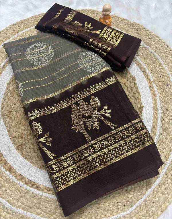Brown_Printed_Bollywood_Georgette_Saree