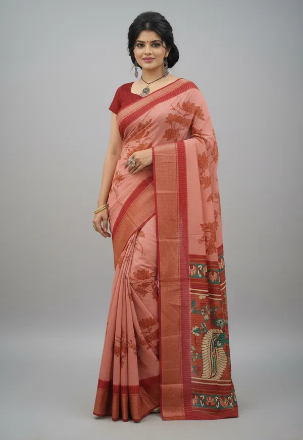 Maroon_Woven,_Printed_Daily_Wear_Silk_Blend,_Art_Silk_Saree