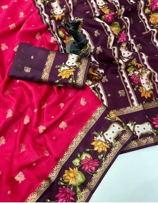 Pink_Printed,_Woven_Mysore_Silk_Blend,_Jacquard_Saree