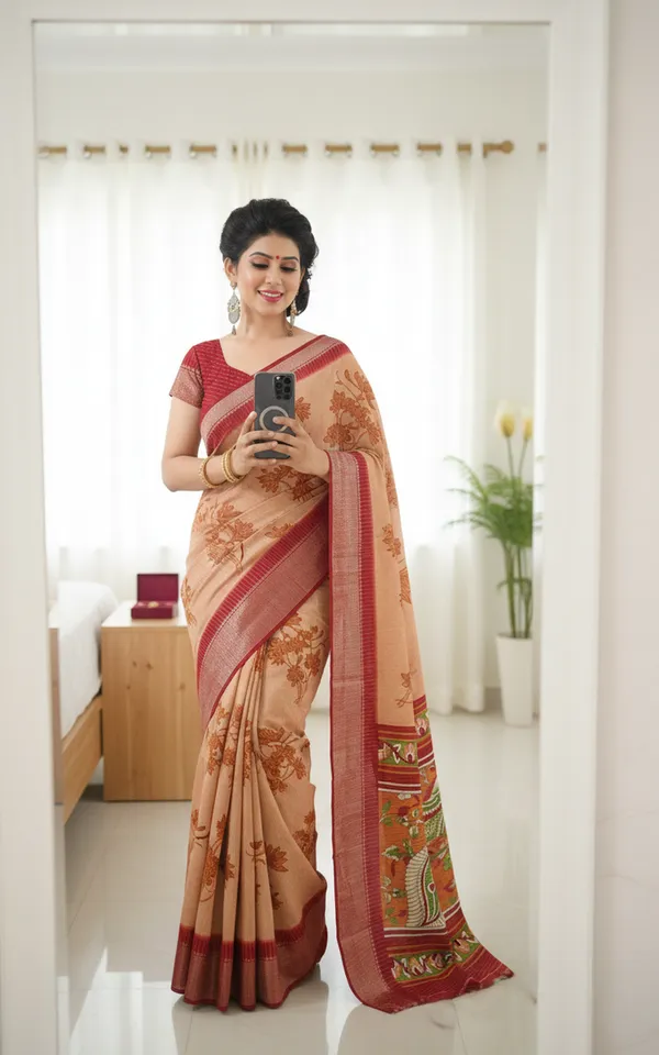 Multicolor_Woven,_Printed_Daily_Wear_Silk_Blend,_Art_Silk_Saree
