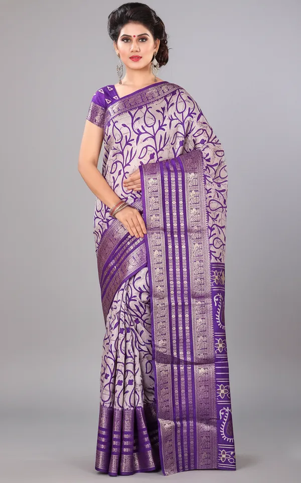 Purple_Printed_Bollywood_Jacquard,_Silk_Blend_Saree