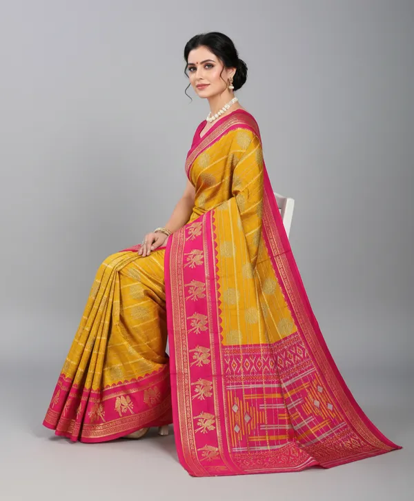 Mustard_Printed_Bollywood_Georgette_Saree