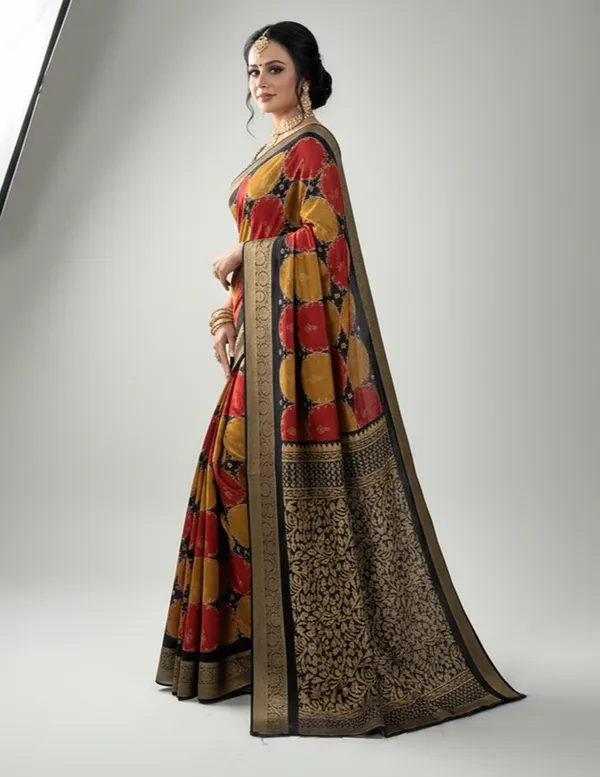 Black_Printed,_Woven_Mysore_Silk_Blend,_Jacquard_Saree