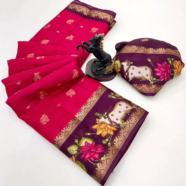 Pink_Printed,_Woven_Mysore_Silk_Blend,_Jacquard_Saree