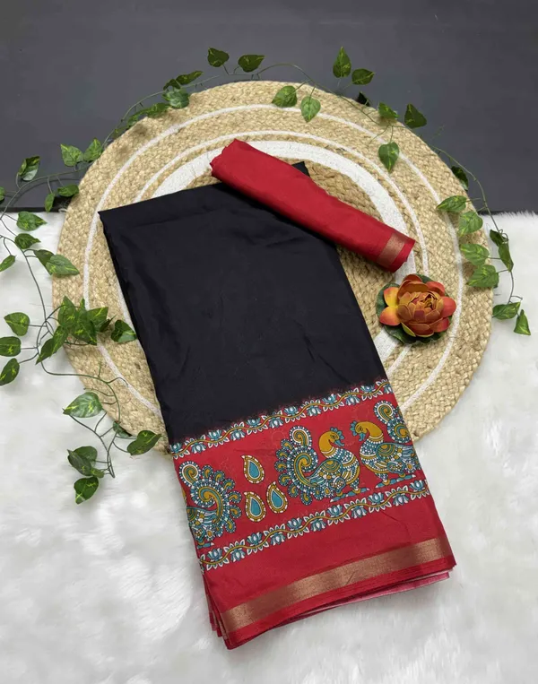 Black_Printed_Kalamkari_Cotton_Silk_Saree