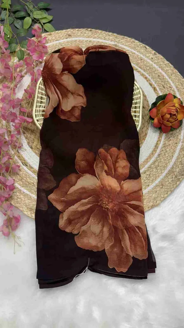 Brown_Floral_Print_Daily_Wear_Georgette_Saree