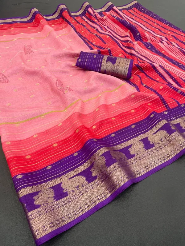 Purple_And_Pink_Woven,_Printed_Daily_Wear_Silk_Blend,_Art_Silk_Saree