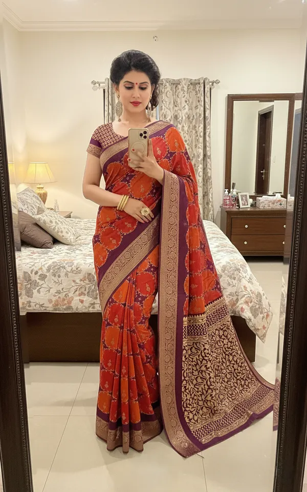 Maroon_Printed,_Woven_Mysore_Silk_Blend,_Jacquard_Saree