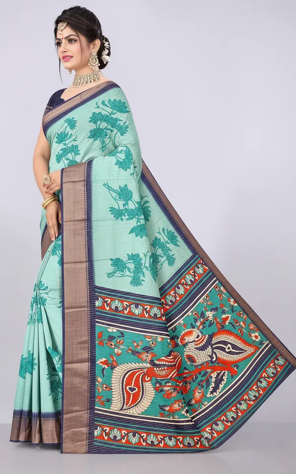 Light_Blue_Woven,_Printed_Daily_Wear_Silk_Blend,_Art_Silk_Saree