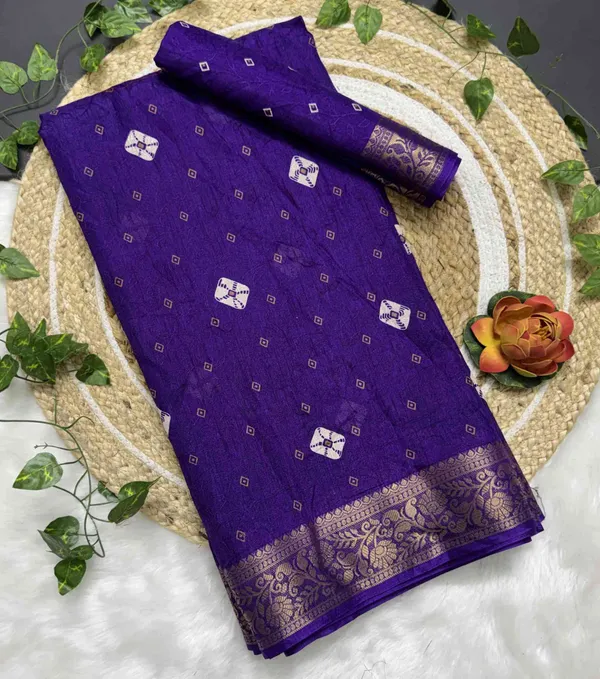 Purple_Printed_Ikkat_Jacquard,_Silk_Blend_Saree