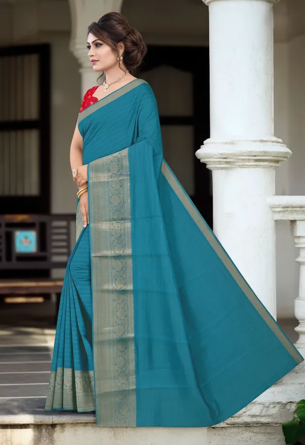 Sky_Blue_Woven,_Self_Design_Mysore_Jacquard,_Silk_Blend_Saree