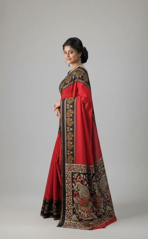 Red_Printed_Kalamkari_Cotton_Silk_Saree