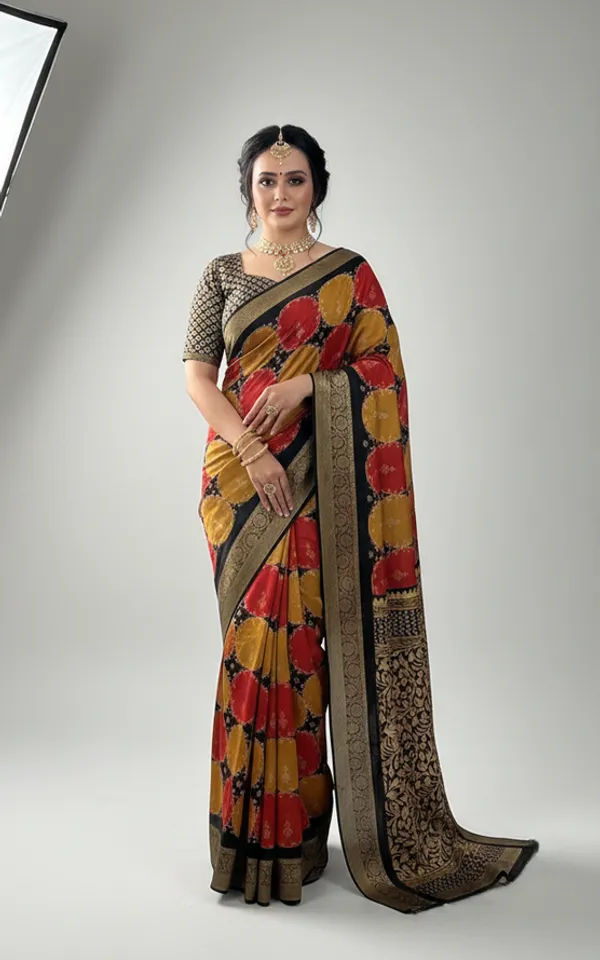 Black_Printed,_Woven_Mysore_Silk_Blend,_Jacquard_Saree