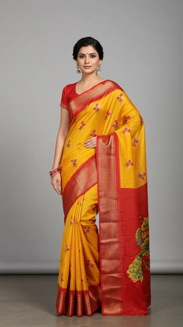 Yellow_Woven_Mysore_Silk_Blend,_Art_Silk_Saree