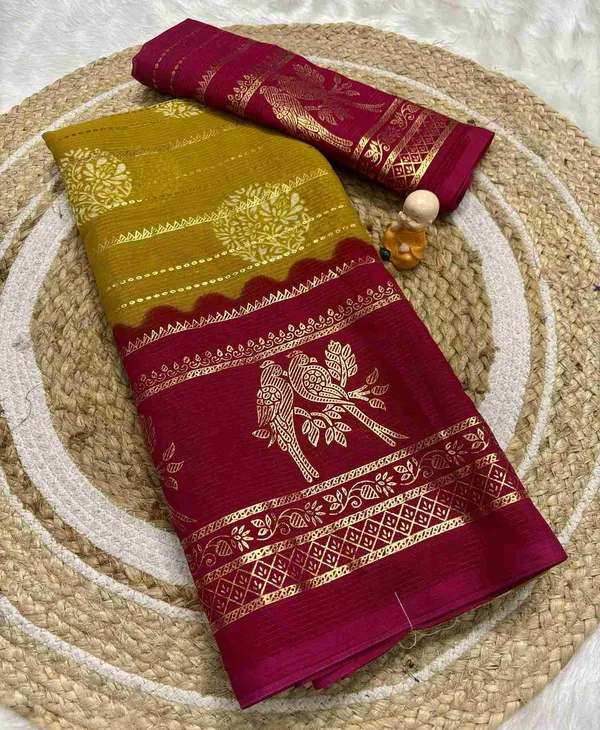 Mustard_Printed_Bollywood_Georgette_Saree