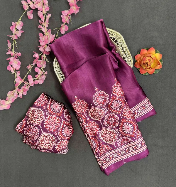 Wine_Woven_Bollywood_Satin_Saree