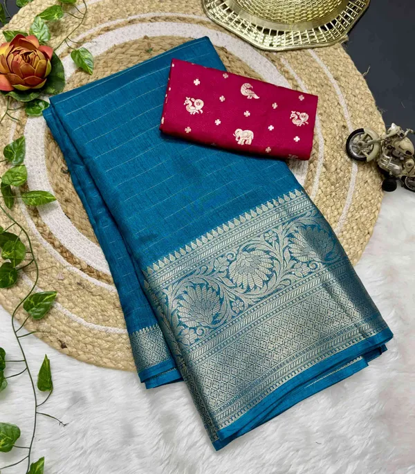 Sky_Blue_Woven,_Self_Design_Mysore_Jacquard,_Silk_Blend_Saree