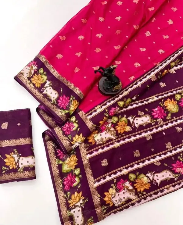Pink_Printed,_Woven_Mysore_Silk_Blend,_Jacquard_Saree