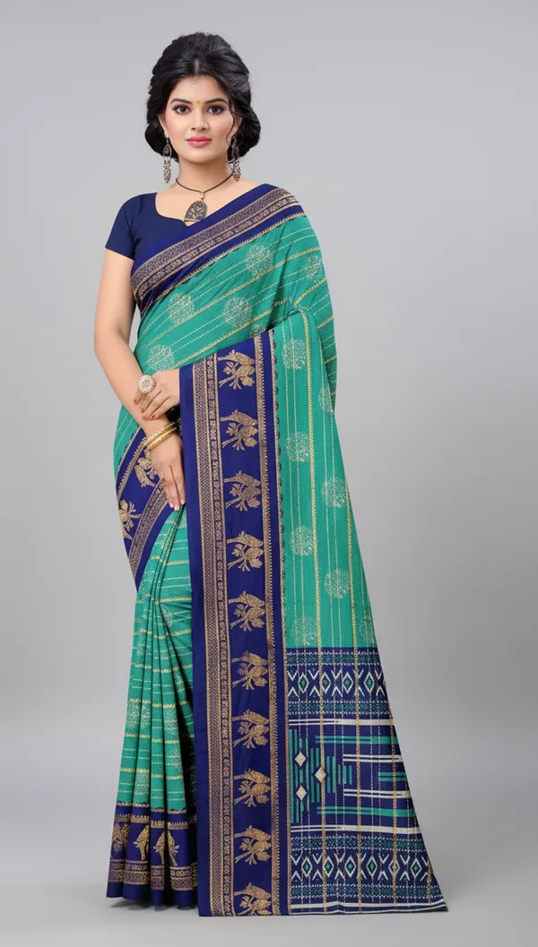 Teal_Printed_Bollywood_Georgette_Saree