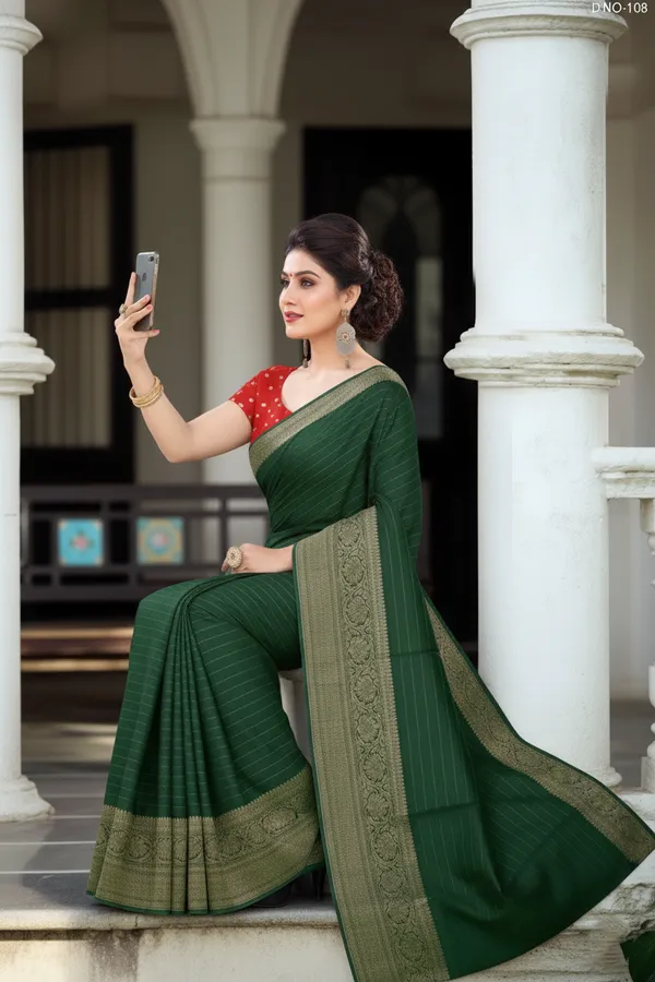 Dark_Green_Woven,_Self_Design_Mysore_Jacquard,_Silk_Blend_Saree