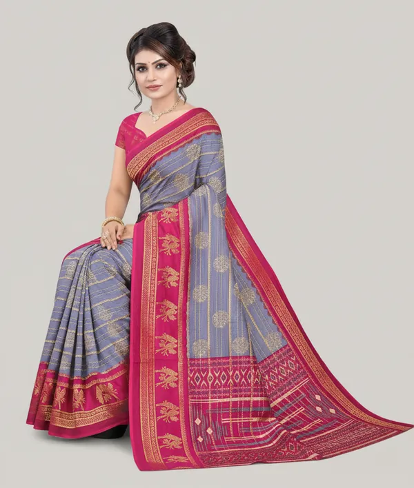 Grey_Printed_Bollywood_Georgette_Saree