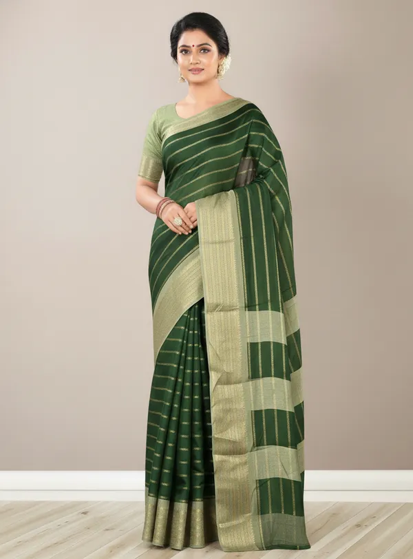 Green_Woven_Manipuri_Jacquard,_Silk_Blend_Saree