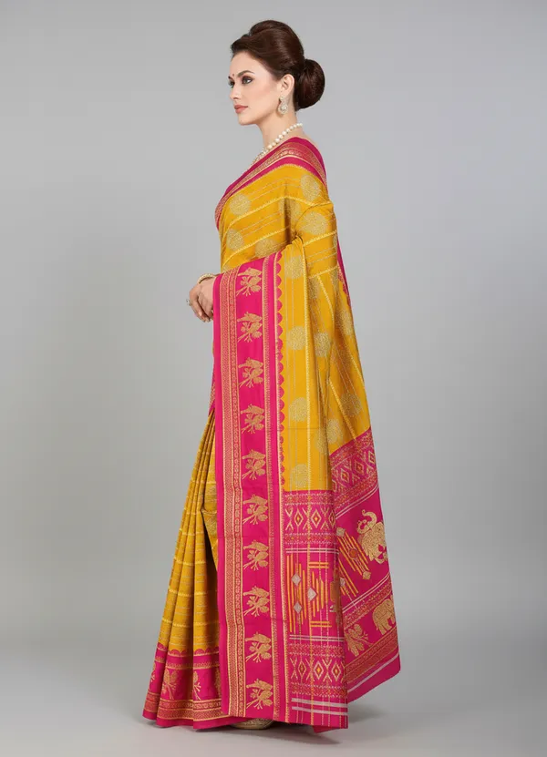 Mustard_Printed_Bollywood_Georgette_Saree