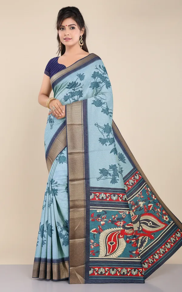 Darkblue_Woven,_Printed_Daily_Wear_Silk_Blend,_Art_Silk_Saree