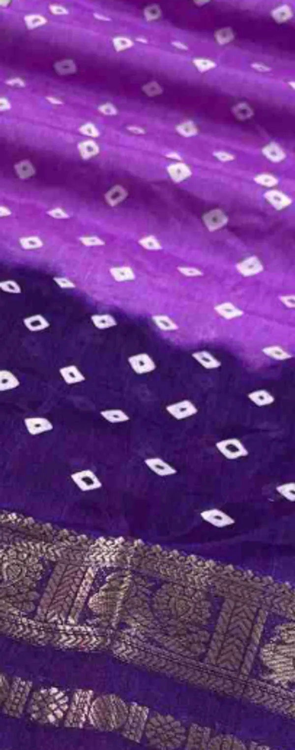 Lavender_And_Purple_Printed_Bandhani_Jacquard,_Silk_Blend_Saree