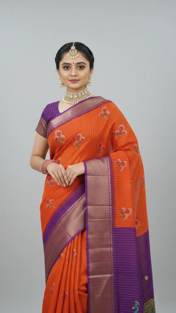 Orange_Woven_Mysore_Silk_Blend,_Art_Silk_Saree
