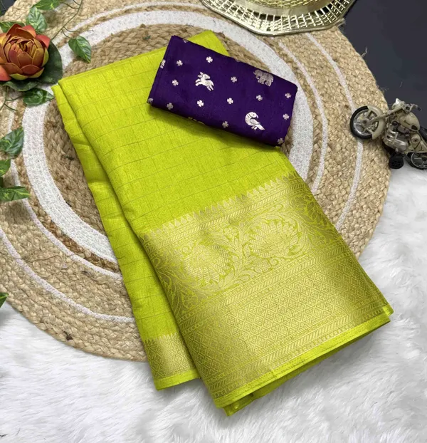 Mintgreen_Woven,_Self_Design_Mysore_Jacquard,_Silk_Blend_Saree