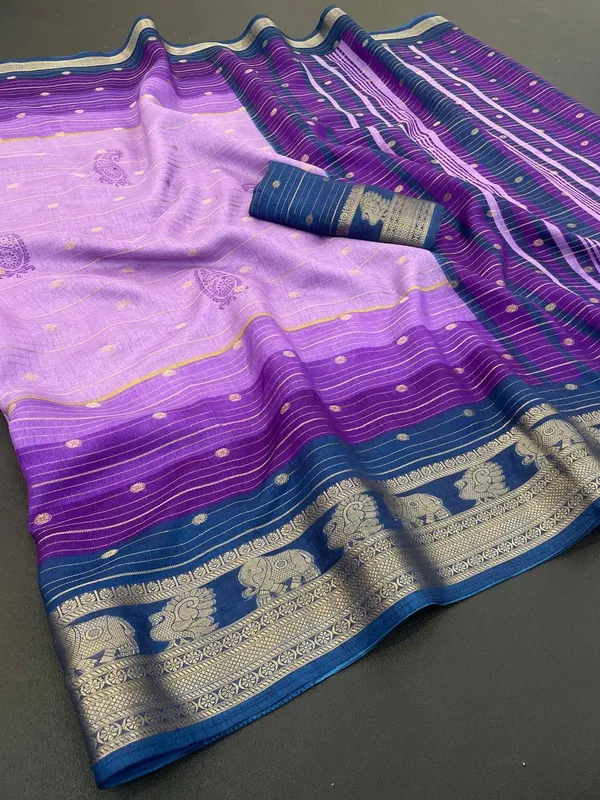 Purple_Printed_Ikkat_Jacquard,_Silk_Blend_Saree