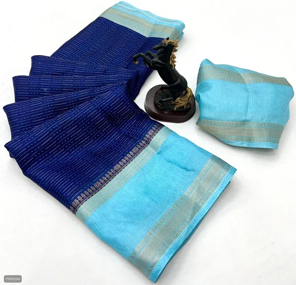 Navy_Blue_Woven_Manipuri_Jacquard,_Silk_Blend_Saree