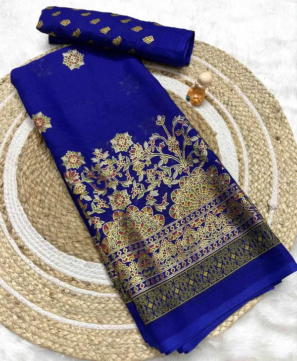 Royal_Blue_Printed_Bollywood_Georgette_Saree