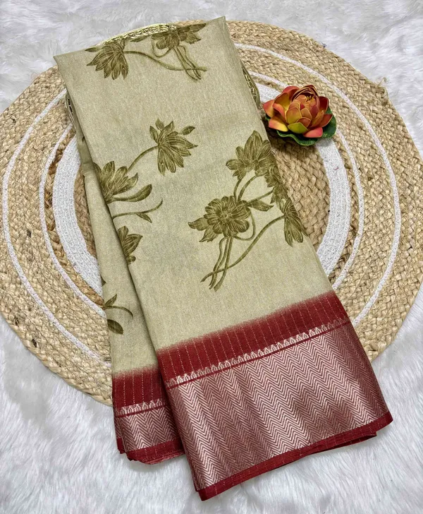 Beige_Woven,_Printed_Daily_Wear_Silk_Blend,_Art_Silk_Saree